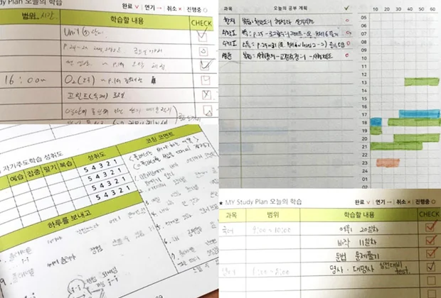 계획과 실행 기록을 확인하는 공식 학습 플래너 예시